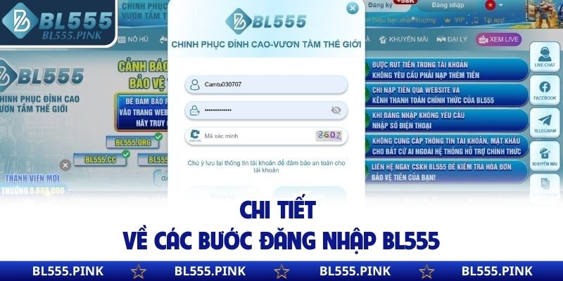 Chi tiết về các bước đăng nhập BL555
